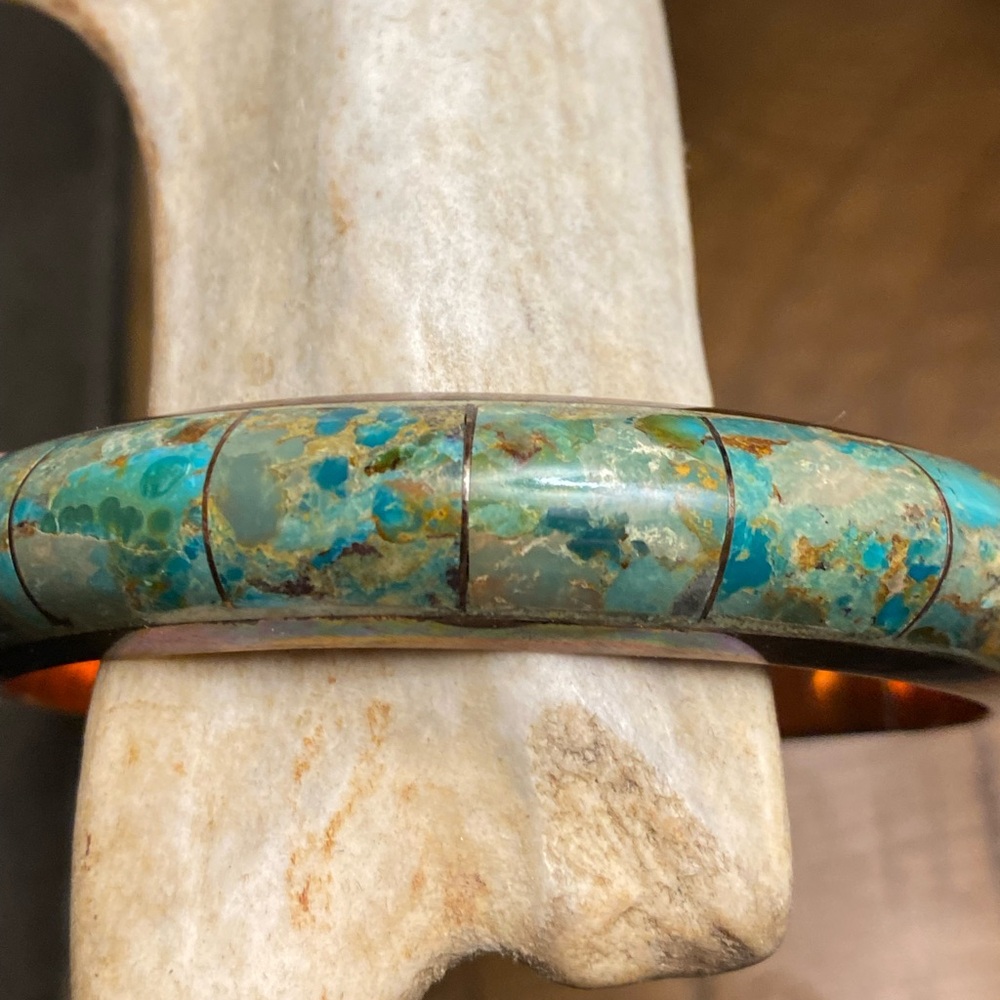 Vintage DTR Jay King Turquoise Copper Bangle Bracelet- stunning!!2-1/2 inside
